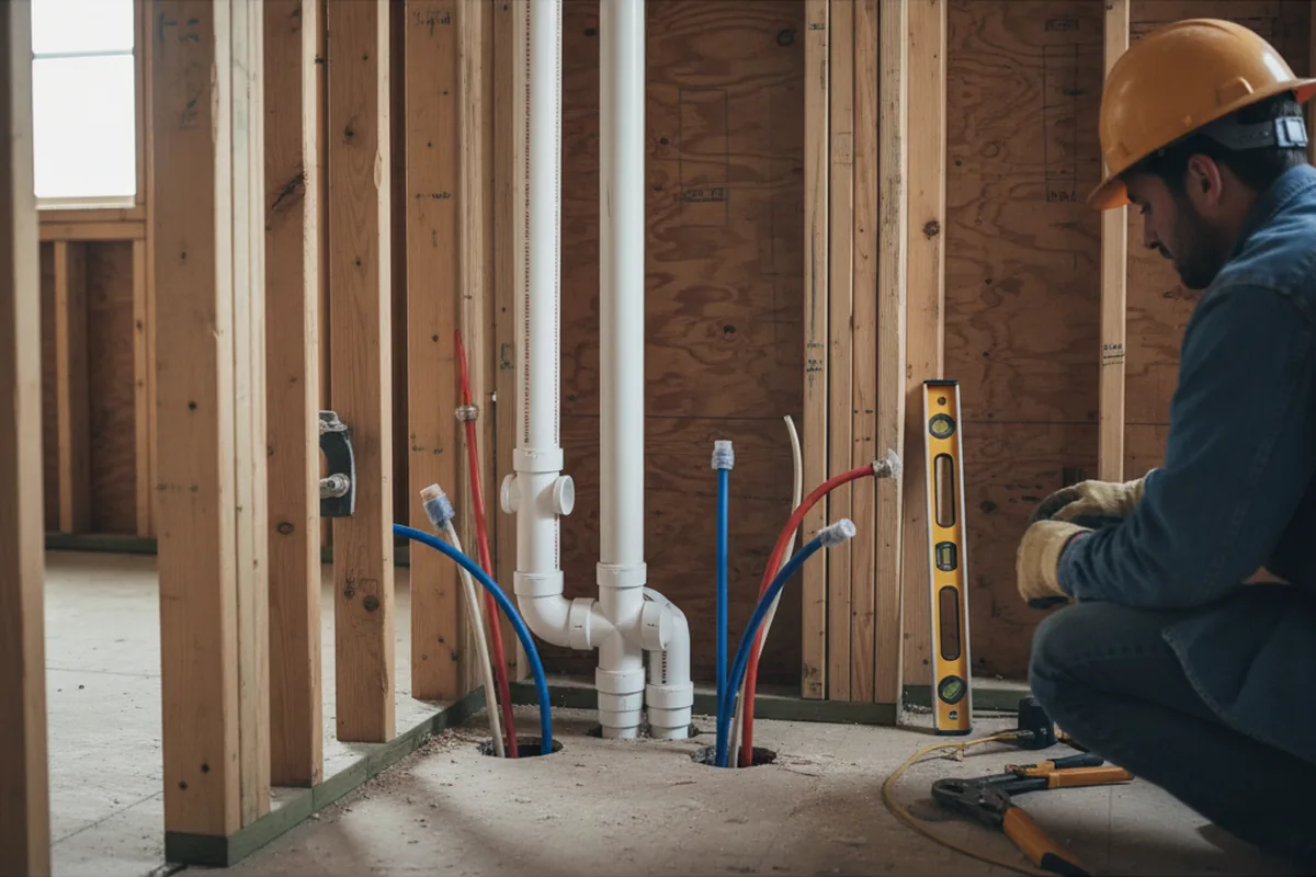 Drain and supply rough-in during Garbage Disposal Repair in Greenville